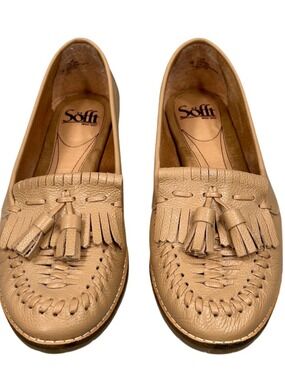 Sofft Nadie Tan Leather Tassel Moccasin Driving Loafers Size 7.5